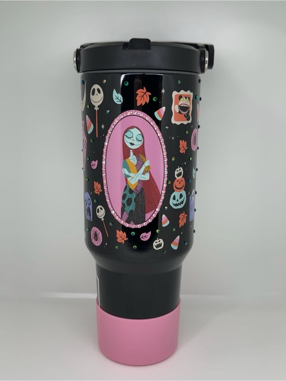 Jack & Sally Halloween Glow in the dark Tumblr 40oz-Customized w Bedazzle ✨